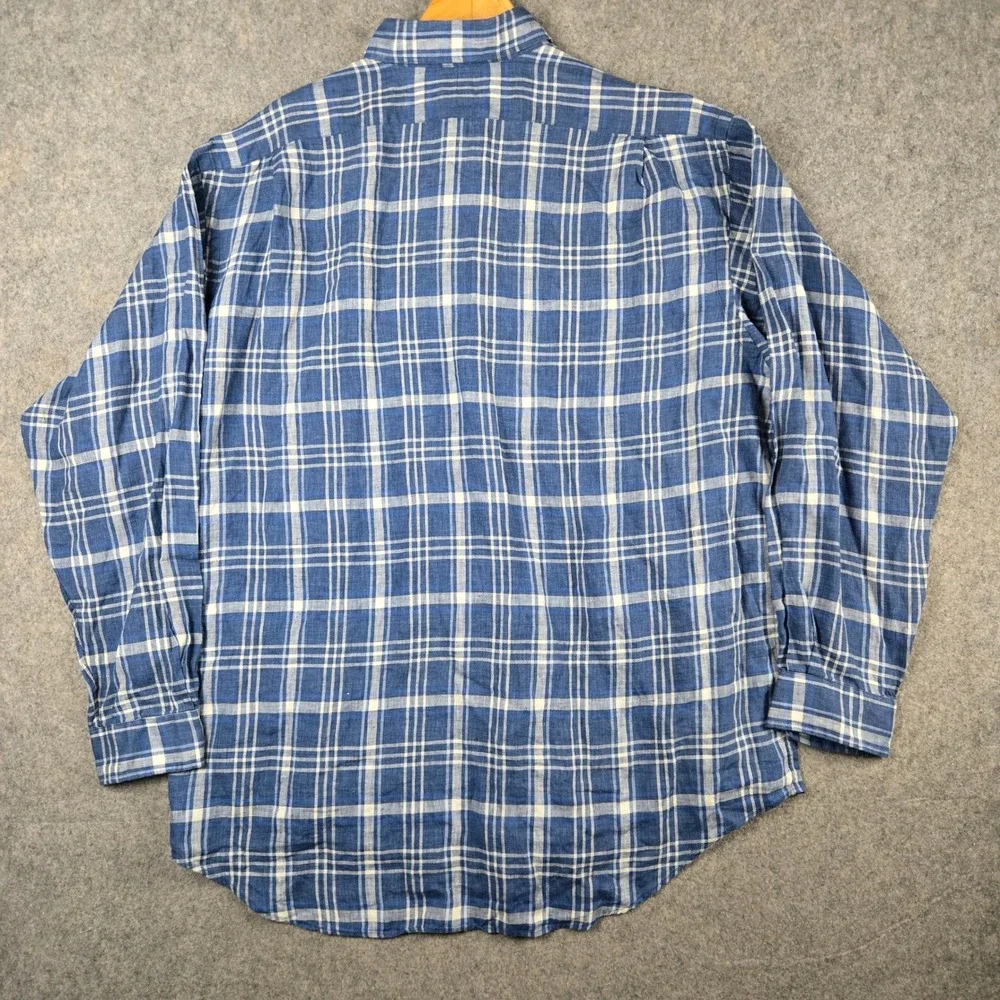 Polo Ralph Lauren Linen Shirt Mens XL Blue Lowell Sport Plaid Button Down NWT